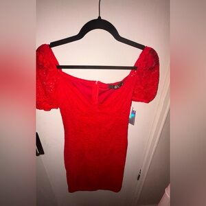 Missguided Medium mini red lace dress